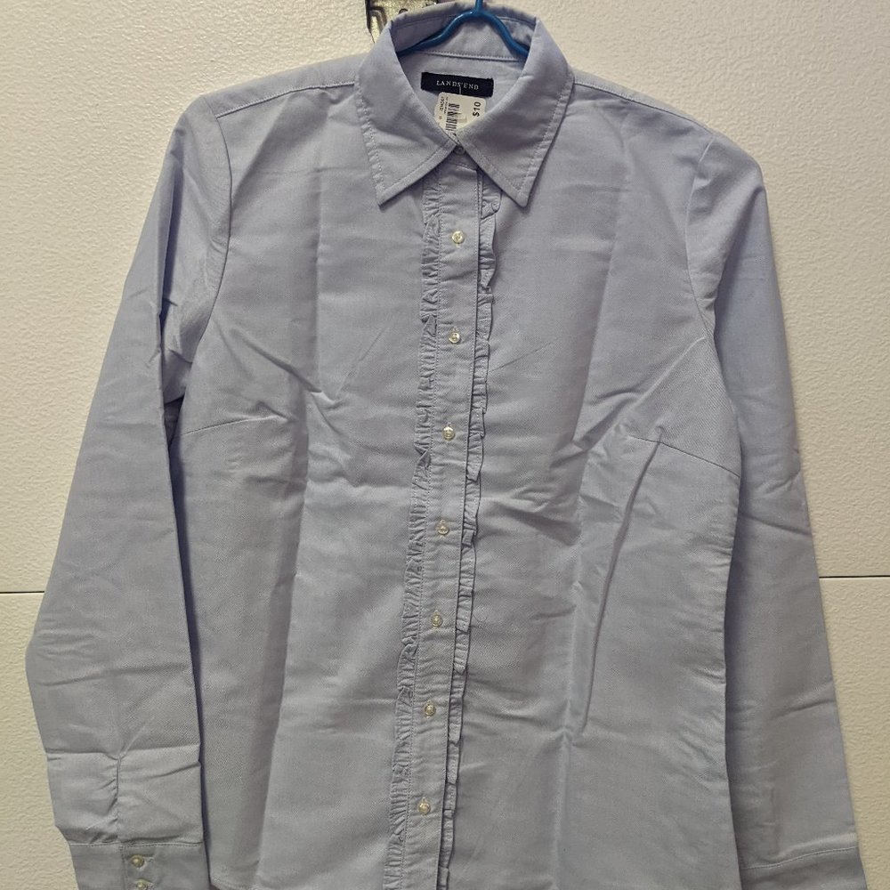 Land's End Women Dress Shirt Button-down Long Sleeve Oxford